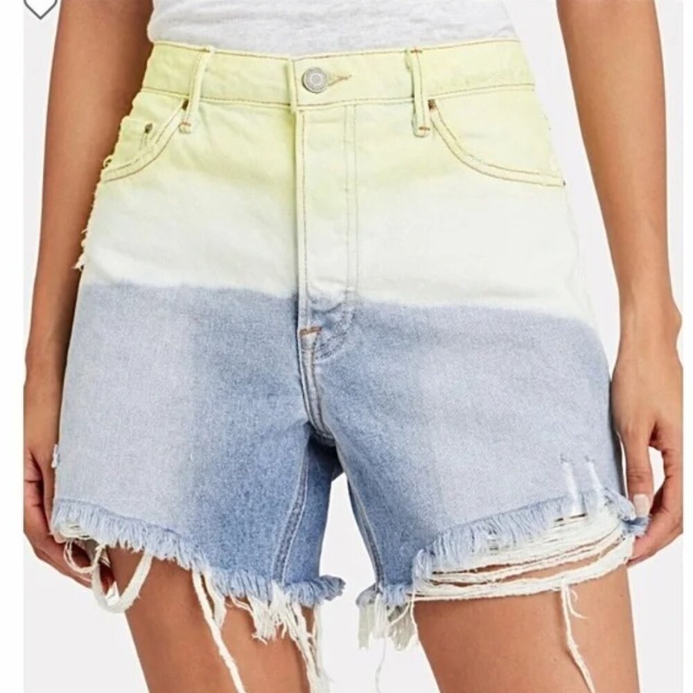 GRLFRND Jourdan Tie-Dye Ripped Denim Shorts Women's 30